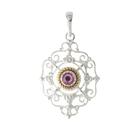 Anhänger 925 Silber Trachtenschmuck Zirkonia pink