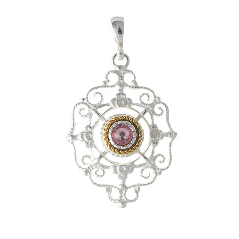 Anhänger 925 Silber Trachtenschmuck Zirkonia rosa