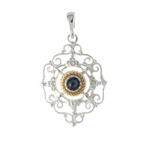 Anhänger 925 Silber Trachtenschmuck Zirkonia blau
