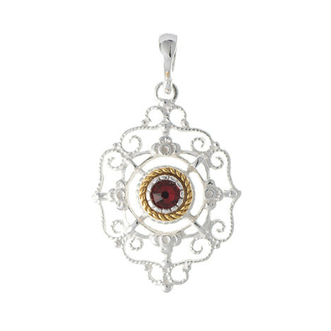 Anhänger 925 Silber Trachtenschmuck Zirkonia rot