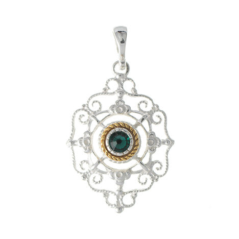 Anhänger 925 Silber Trachtenschmuck Zirkonia dunkelgrün