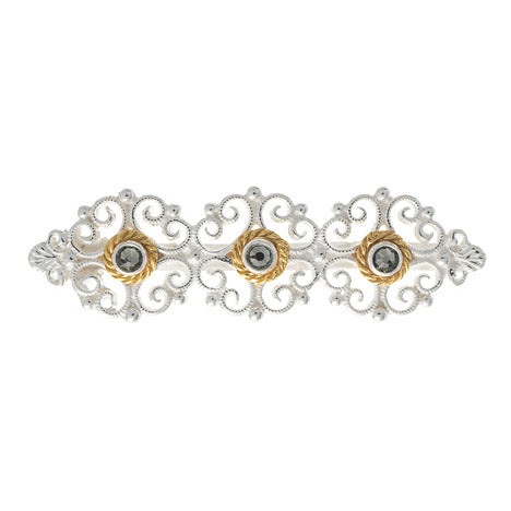 Brosche 925 Silber Trachtenschmuck Zirkonia anthrazit