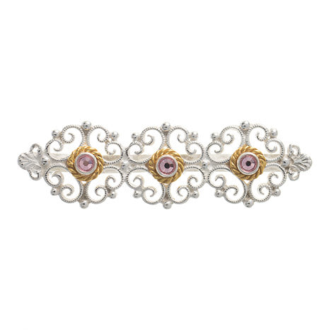 Brosche 925 Silber Trachtenschmuck Zirkonia rosa