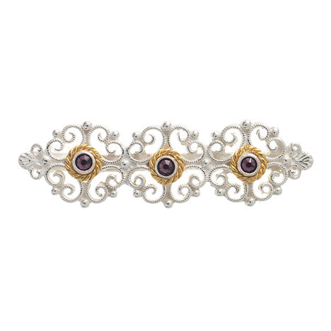 Brosche 925 Silber Trachtenschmuck Zirkonia lila