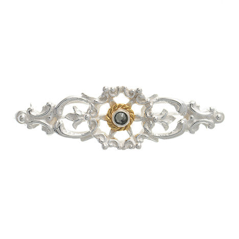 Brosche 925 Silber Trachtenschmuck Zirkonia anthrazit