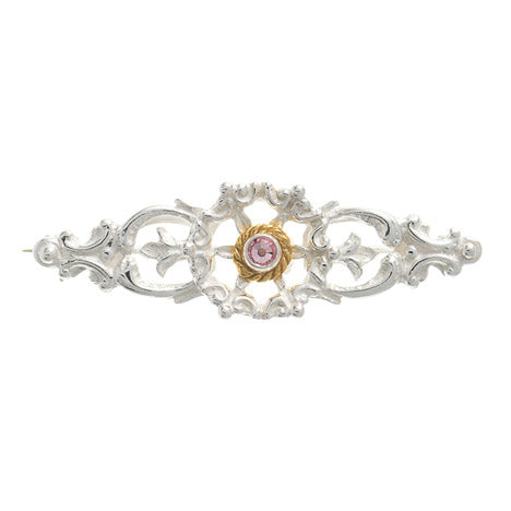 Brosche 925 Silber Trachtenschmuck Zirkonia rosa