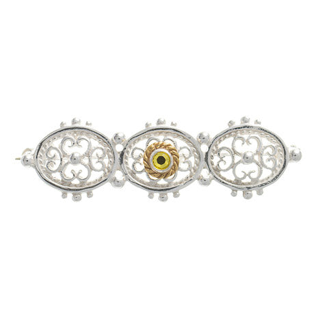 Brosche 925 Silber Trachtenschmuck Zirkonia gelb