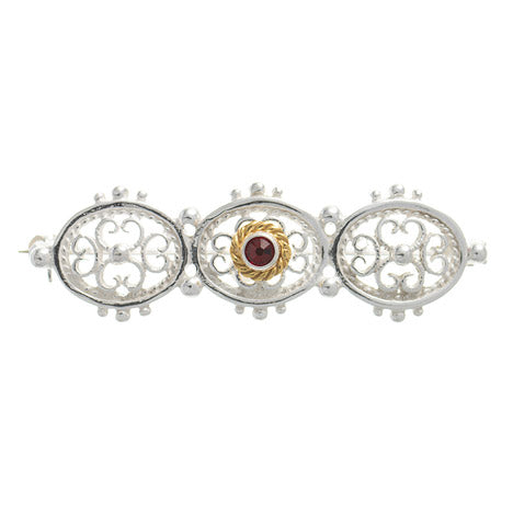 Brosche 925 Silber Trachtenschmuck Zirkonia rot