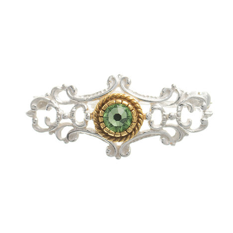 Brosche 925 Silber Trachtenschmuck Zirkonia hellgrün