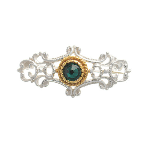 Brosche 925 Silber Trachtenschmuck Zirkonia dunkelgrün
