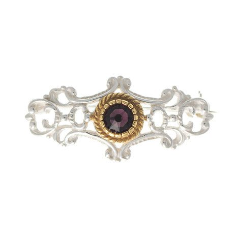 Brosche 925 Silber Trachtenschmuck Zirkonia lila