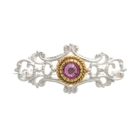 Brosche 925 Silber Trachtenschmuck Zirkonia pink