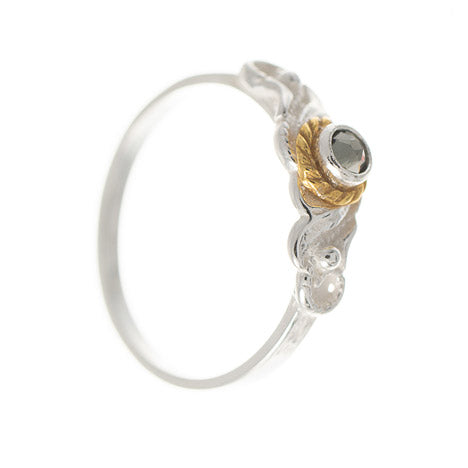 Ring 925 Silber Trachtenschmuck Zirkonia anthrazit
