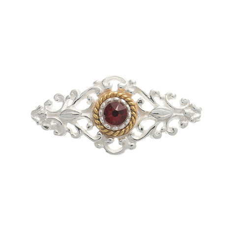 Brosche 925 Silber Trachtenschmuck Zirkonia rot