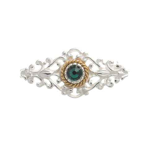 Brosche 925 Silber Trachtenschmuck Zirkonia dunkelgrün