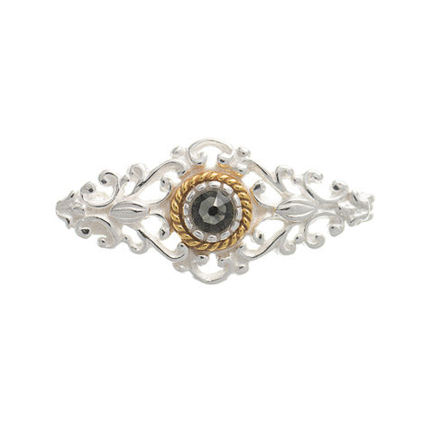 Brosche 925 Silber Trachtenschmuck Zirkonia anthrazit