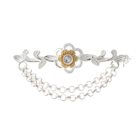 Brosche 925 Silber Trachtenschmuck Zirkonia kristall