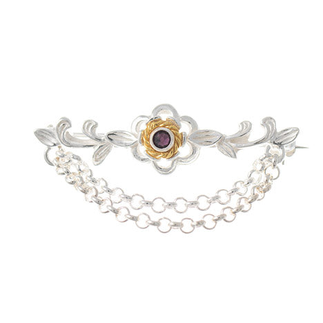 Brosche 925 Silber Trachtenschmuck Zirkonia lila