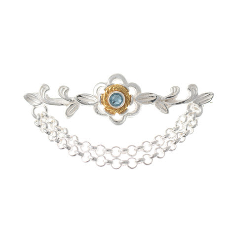 Brosche 925 Silber Trachtenschmuck Zirkonia hellblau