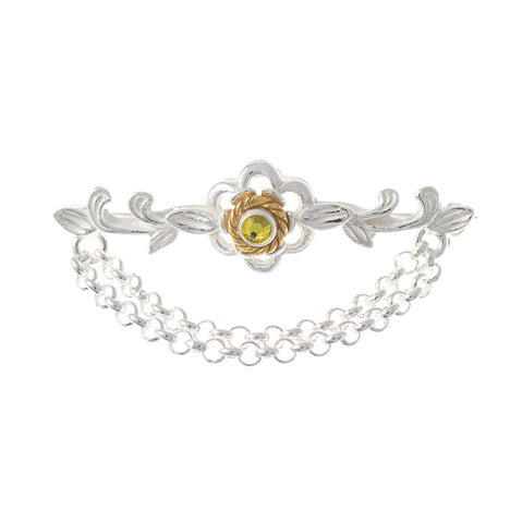 Brosche 925 Silber Trachtenschmuck Zirkonia gelb
