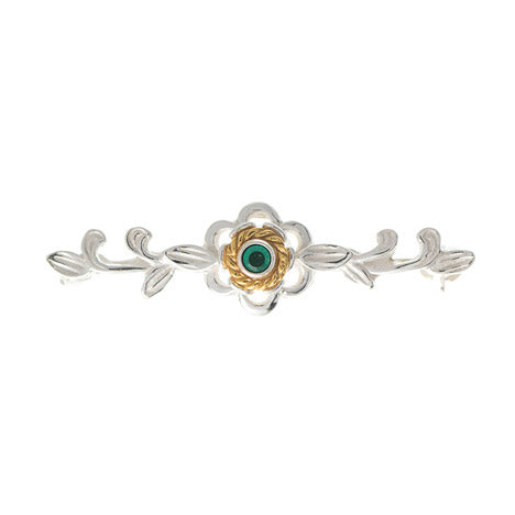 Brosche 925 Silber Trachtenschmuck Zirkonia dunkelgrün