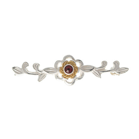 Brosche 925 Silber Trachtenschmuck Zirkonia rot