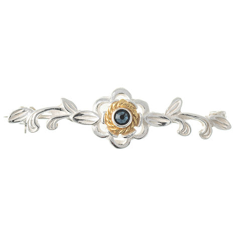 Brosche 925 Silber Trachtenschmuck Zirkonia blau