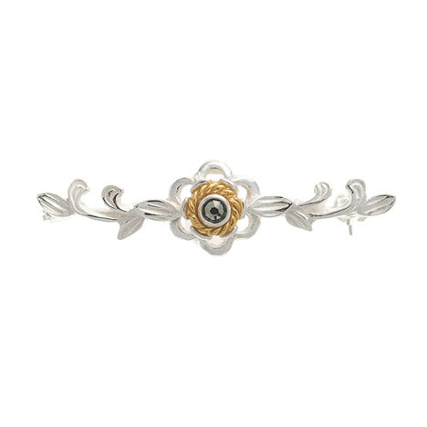 Brosche 925 Silber Trachtenschmuck Zirkonia anthrazit