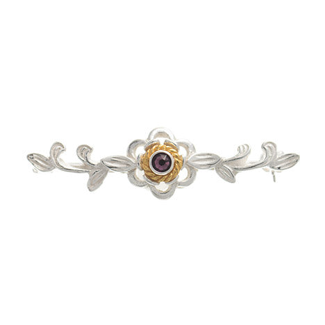 Brosche 925 Silber Trachtenschmuck Zirkonia lila