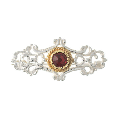 Brosche 925 Silber Trachtenschmuck Zirkonia rot
