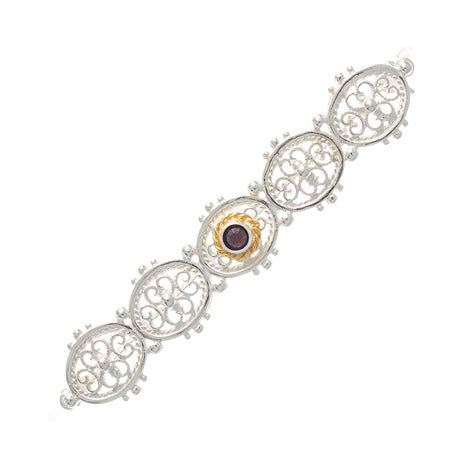 Brosche 925 Silber Trachtenschmuck Zirkonia lila