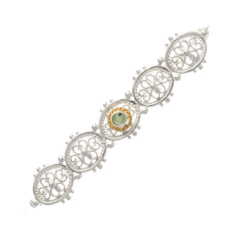 Brosche 925 Silber Trachtenschmuck Zirkonia hellgrün