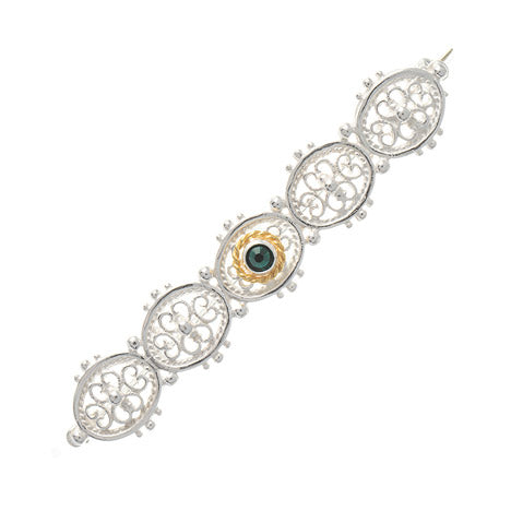 Brosche 925 Silber Trachtenschmuck Zirkonia dunkelgrün