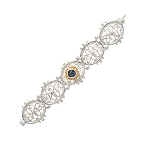 Brosche 925 Silber Trachtenschmuck Zirkonia blau