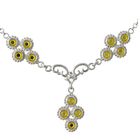 Collier 925 Silber Trachtenschmuck Zirkonia gelb