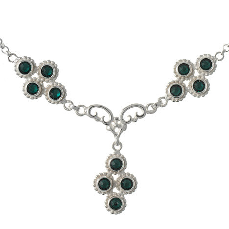 Collier 925 Silber Trachtenschmuck Zirkonia dunkelgrün
