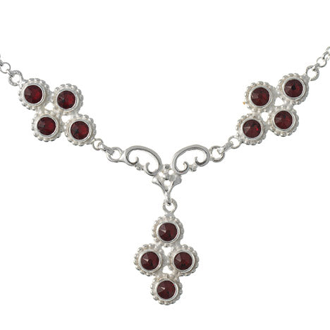 Collier 925 Silber Trachtenschmuck Zirkonia rot