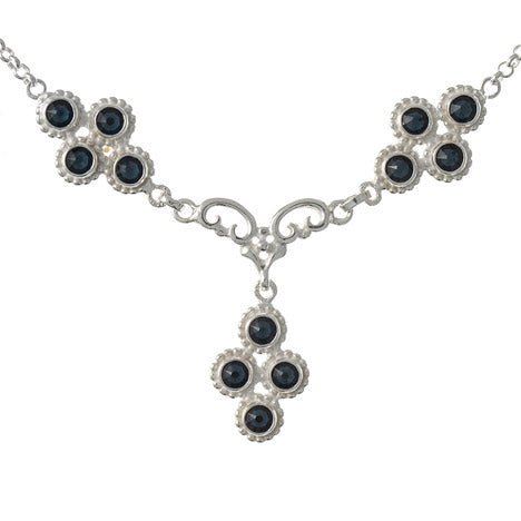 Collier 925 Silber Trachtenschmuck Zirkonia blau