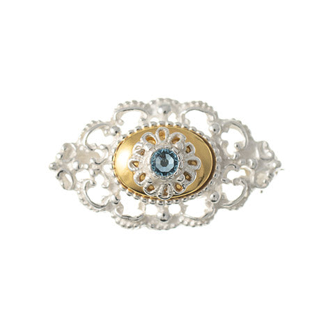 Brosche 925 Silber Trachtenschmuck Zirkonia hellblau