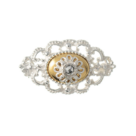 Brosche 925 Silber Trachtenschmuck Zirkonia kristall