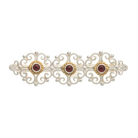 Brosche 925 Silber Trachtenschmuck Zirkonia rot