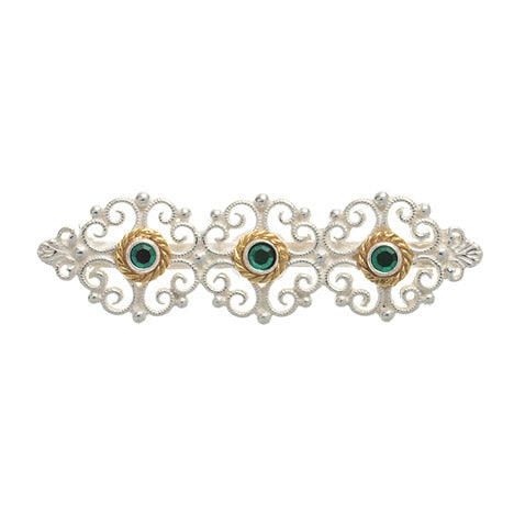Brosche 925 Silber Trachtenschmuck Zirkonia dunkelgrün