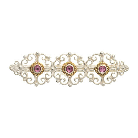Brosche 925 Silber Trachtenschmuck Zirkonia pink
