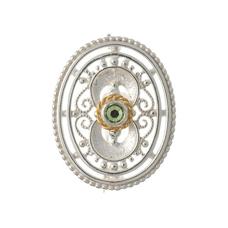 Brosche 925 Silber Trachtenschmuck Zirkonia hellgrün