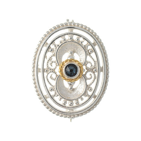 Brosche 925 Silber Trachtenschmuck Zikonia blau