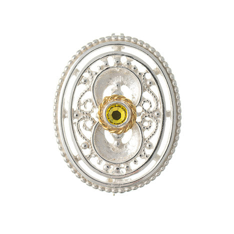 Brosche 925 Silber Trachtenschmuck Zirkonia gelb
