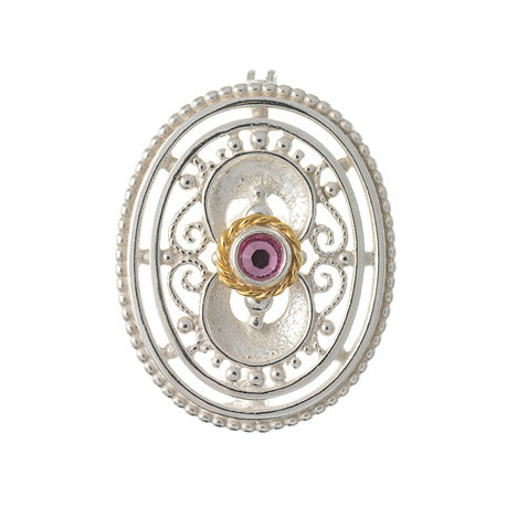 Brosche 925 Silber Trachtenschmuck Zirkonia rosa