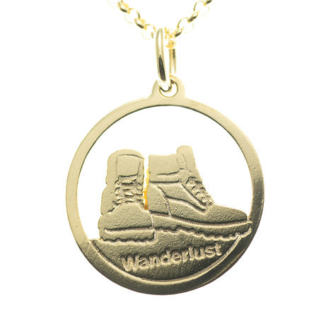 Anhänger Wanderlust 925 Silber vergoldet mit Kette 45 cm
