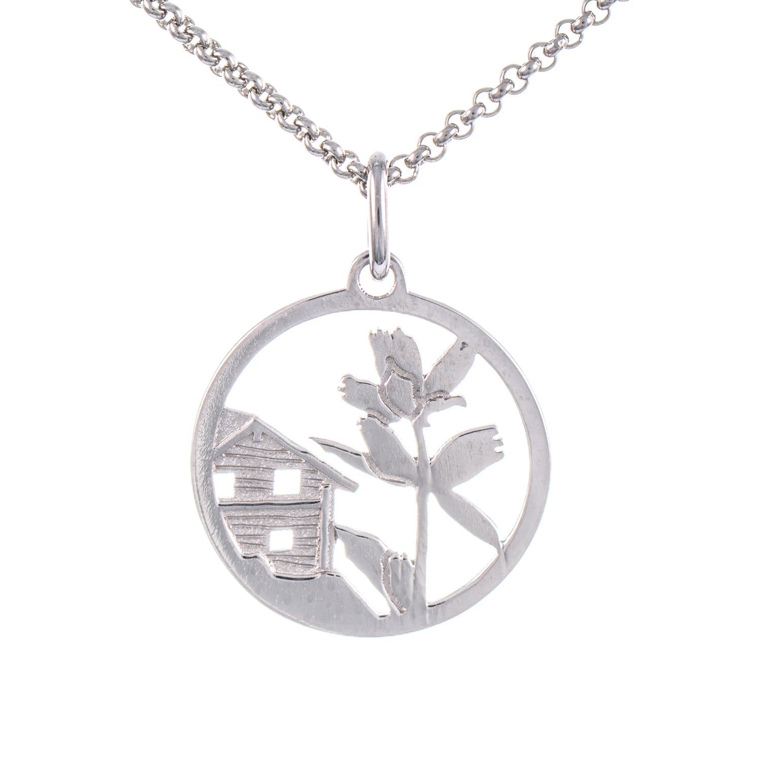 Anhänger Enzian 925 Silber mit Kette 45cm