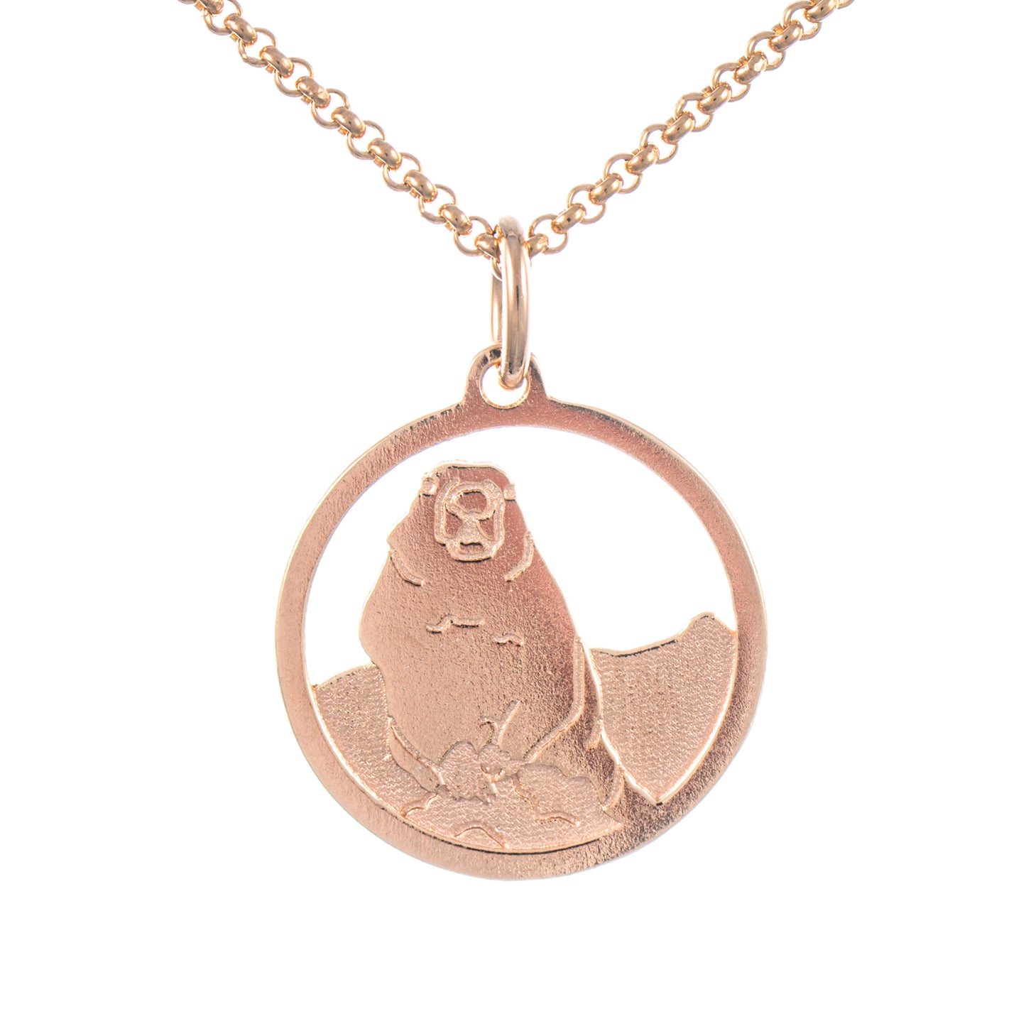 Anhänger Mankei Murmeltier 925 Silber rosé vergoldet mit Kette 45cm